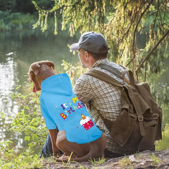 GreenJoy Dog Sweater Dog Hoodie Cold Weather Coat Hooded Sweatshirt for Puppies,Cats, Small Medium Large Dogs (Blue(It's My Birthday), X-Small)