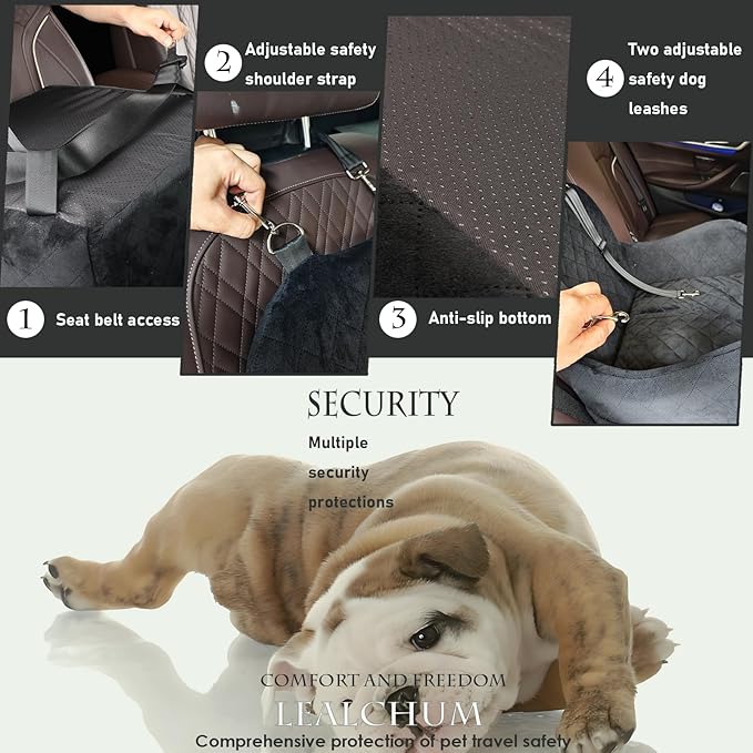 Dog Car Seat for Small/Medium Dogs,6in Elevated Cushion,Fits in Front/Back Seat,Fully Detachable and Washable,2 Storage Pockets,Easy to Install (Red, Medium)