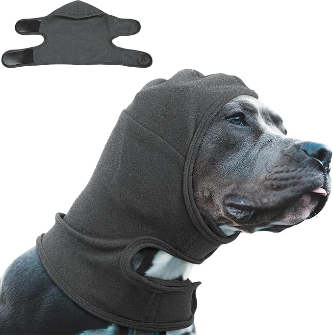 Nanaki Calming Hoodie Dog Ear Covers-No Shake Hematomas Ear Wraps for Dogs, Adjustable Head Wrap Muffs Noise Cancelling Protector, Anxiety Relief, Fireworks & Grooming Bathing, 4th of July, Vet Visit