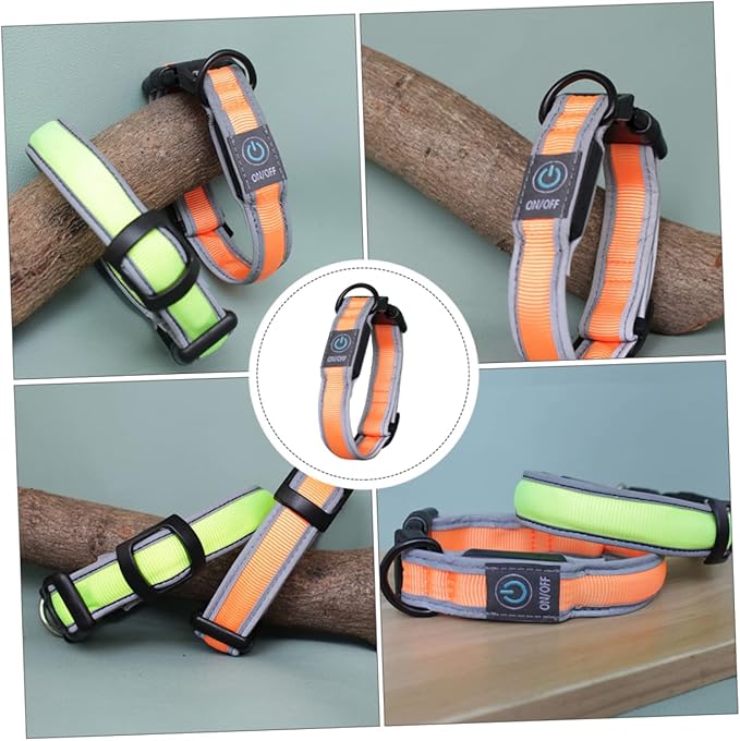 YARNOW 1pc Rechargeable Led Dog Collar Nylon Lighted Pet Necklace for Night Safety USB Charging Glow Dark Fluorescent