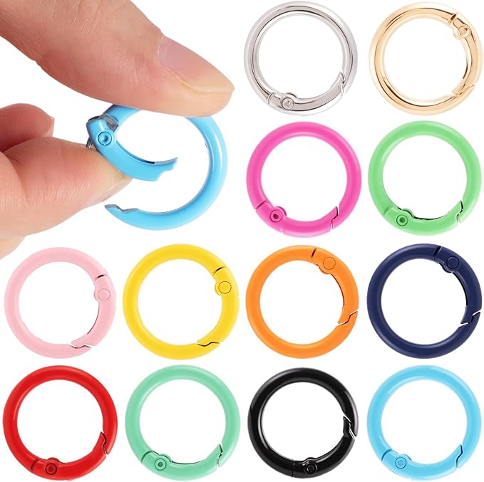 Spring O Rings,Round Spring Snap Keyring, Metal Carabiner Clips for Keychain Handbag Purse Dog