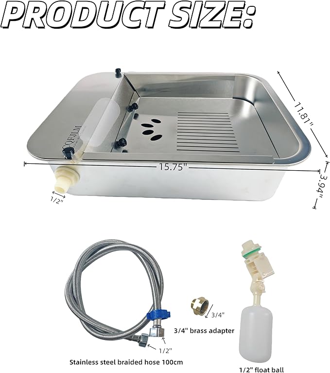 3 Gallon Automatic Water Dispenser for Dogs Stainless Steel Outdoor Drinking Bowl Self-Filling Water Bowl for Large Dogs – Slow-Drink,Splash-Proof Design,Suitable for Cats,Dog(11L-A)