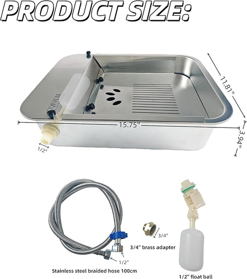 3 Gallon Automatic Water Dispenser for Dogs Stainless Steel Outdoor Drinking Bowl Self-Filling Water Bowl for Large Dogs – Slow-Drink,Splash-Proof Design,Suitable for Cats,Dog(11L-A)