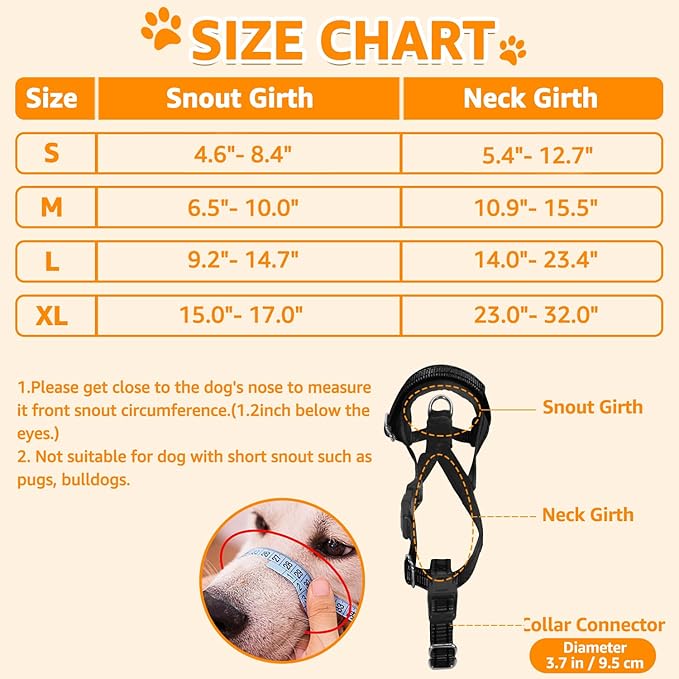 SlowTon Soft Dog Muzzle, Adjustable Padded Nylon Muzzle for Large Medium Dogs Anti Chewing Barking Biting, Allow Dog Pant & Drink (Black, L)