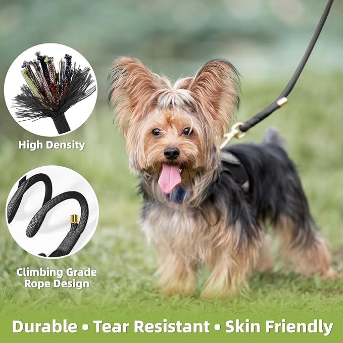 Durable Handwoven Dog Leash for Small & Medium Dogs, 5/16 inch Rope Lead with Anti-Tangle Swivel Clip, Soft & Lightweight, 5FT Long – Ideal for Daily Walking & Training (Black)