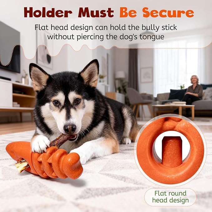 Bully Stick Holder for Aggressive Chewers,Dog Toys to Keep Them Busy,Bully Sticks Holder to Prevent Choking,Dog Chew Holder Fit Various Bully Sticks and Dog Sizes,Gift for Dogs