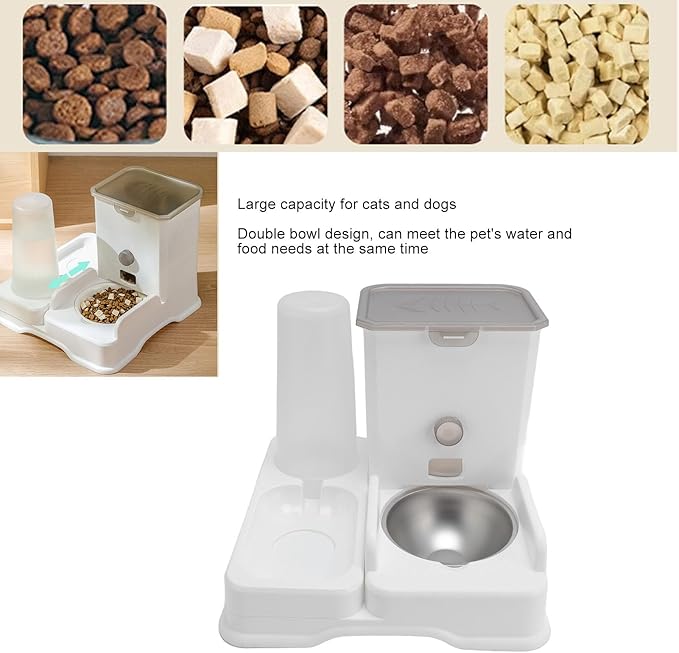 Automatic Pet Feeder, Large Capacity All in One Food Water Dispenser Pet Feeder Station for Home Travel