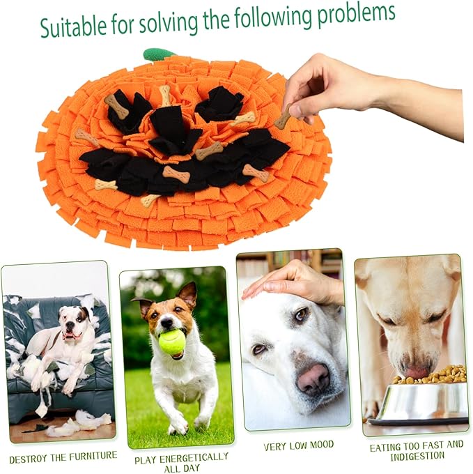 BESPORTBLE Pumpkin Snuffle Mat for Large Dogs Interactive Feeding Toy for Mental and Sniffing Training Easy to Clean Design