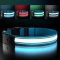 LED Dog Collar Rechargeable- Brightest Light Up Dog Collars - 1,600 Feet of High Visibility - Magnetic Charging - Glow in Dark Dog Lights for Night Walking, Blue L
