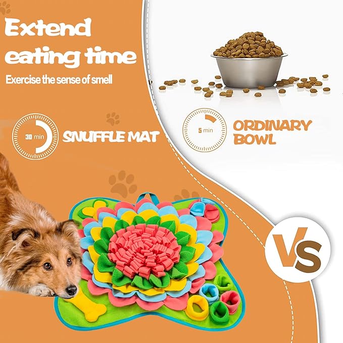 Snuffle Mat for Dogs Pet Treats Feeding Mat for Small/Medium Breed Dogs Non-Slip/Portable/Durable Interactive Dog Puzzle Toys Encourages Natural Foraging Skills (Pink)