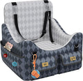 Dog Car Seat for Small/Medium Dogs up to 35lbs, 4-Pocket Storage Memory Foam Dog Booster Seat, Detachable Washable Pet Car Seat with Safety Belt, Outdoor & Indoor Use