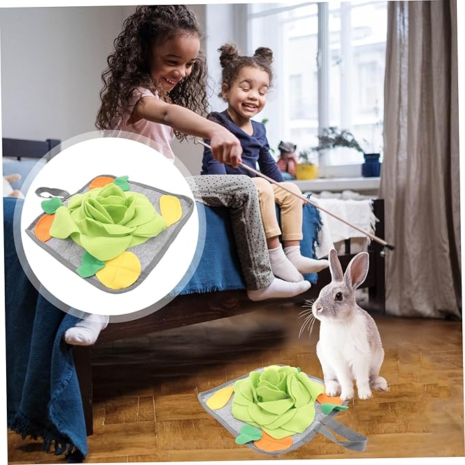 Rabbit Training Mat Pet Feeding Pad Bunny Snuffle Toy Made of Polar Fleece Aid