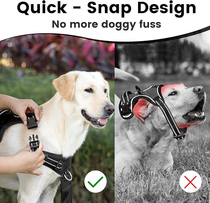 No Pull Dog Harness, Reflective Puppy Vest for Small Medium Large Sized Dog(Black,M)