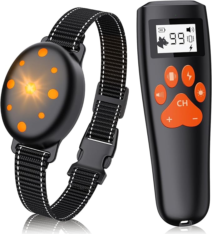 Shock Collar, Rechargeable Electric Dog Training Collar, 1000Ft Remote Range Dog Training Collar with Beep Vibration and Shock, for Small Medium Large Dogs (Red) (1-2) (1&1Orange)