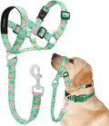Dog Head Collar, Printed No-Pull Headcollar, Adjustable Dog Head Halter Gentle Lead with Safety Link, 3 Colors Muzzle Leash for Small Medium Large X-Large Dogs Easy Walks (Medium, Peony)