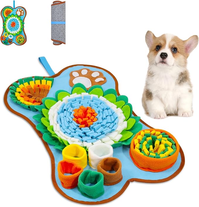 JXTZ Snuffle Mat for Dogs, Pet Sniffing Pad for Medium & Small Dogs, 25 x 17 in, Slow Feeder Dog Treat Mat for Training & Stress Relief, Improves Sniffing Abilities, Non-Slip Bottom, Easy to Clean