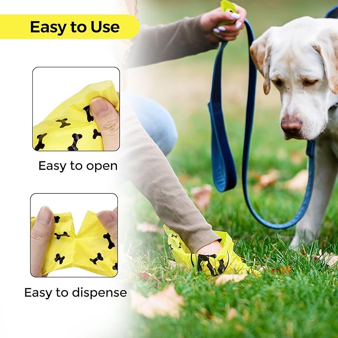 Compostable Dog Poop Bags – 300 Lemon Scented Corn Starch Blend Bags – Biodegradable, Leak-Proof & Extra Thick Pet Waste Bags for Dog – Eco-Friendly Puppy Poop Bag, Pet Supplies