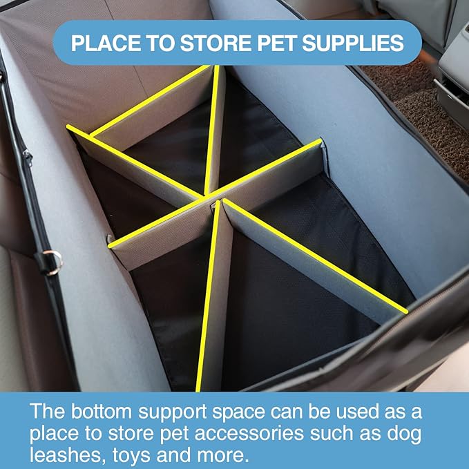 Dog Booster Seat for 2 Small/Medium Dogs, Dog Car Seat with 2 Safety Belt, Upgraded/PU Leather/Waterproof/Anti-Odour Puppy Car Seat