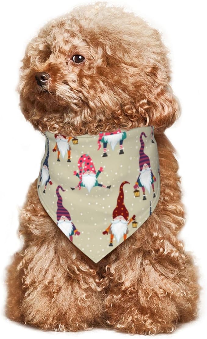 Cute Funny Christmas Gnome Gnomes Casual Funny Funky Dog Bandana Scarf Triangle Bibs Pet Accessories Cat Kerchief