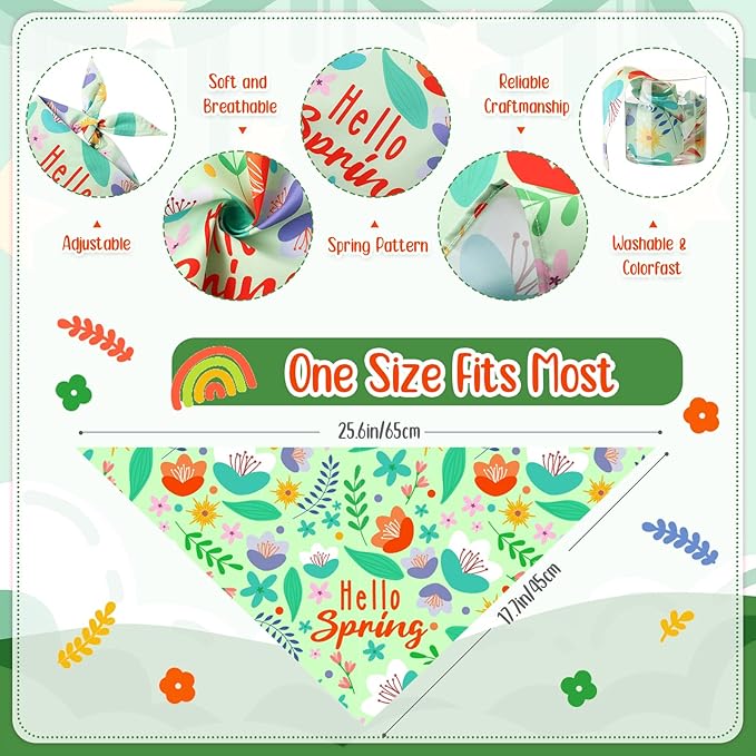Sweetude 100 Pcs Plaid Dog Bandanas Bulk Paw Print Dog Scarf Bibs Puppy Pet Bandanas with Captions Adjustable Cat Outfit Washable Triangle Scarf Kerchief for Small to Medium(Spring)