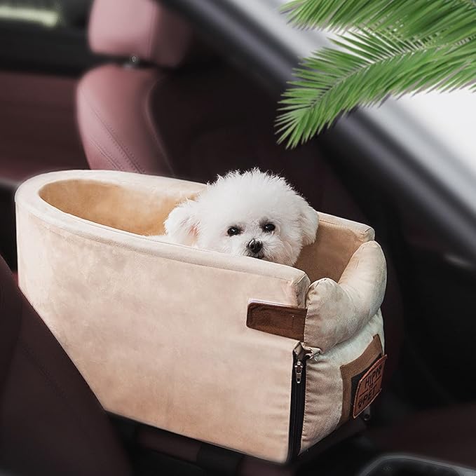 Pet Car Booster Seat Carrier Carry Cage Carrying Dog Car Seat Oval Beige