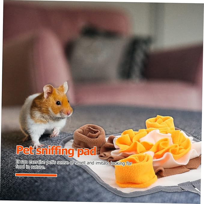 Totority Small Pet Snuffle Mat for and Hamsters Nose Work Feeding Pad for Sniffing Training Prevents Obesity Stimulates Foraging Instincts Non- Design White and Orange