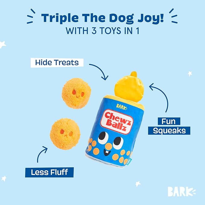 Barkbox Chewz Ballz Plush Dog Toy | Multi-Part Fun for Small Dogs, Perfect for Playtime & Fetch