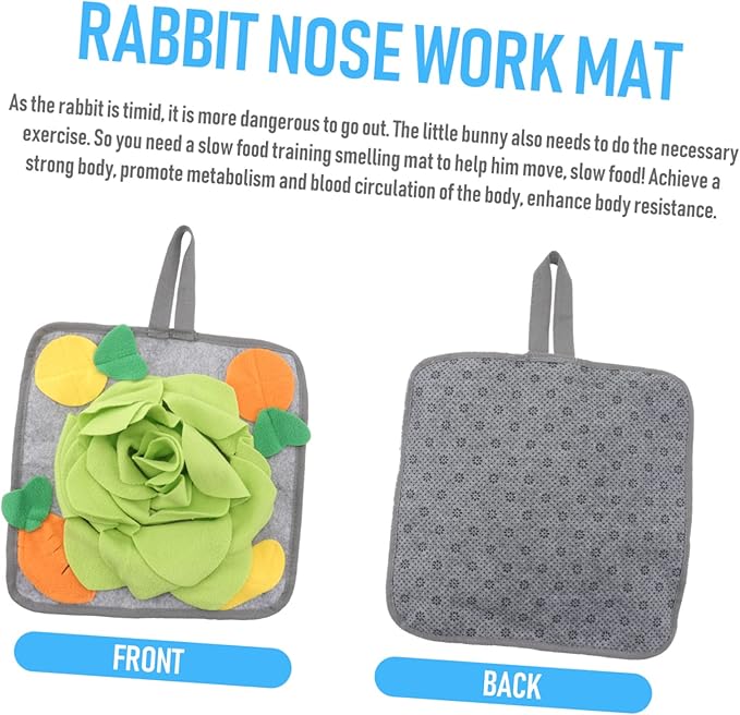 ibasenice Rabbit Foraging Mat Small Animal Snuffle Mat for Bunnies Interactive Nose Work Feeding Machine Washable and to Stimulate Foraging Instinct and Anxiety