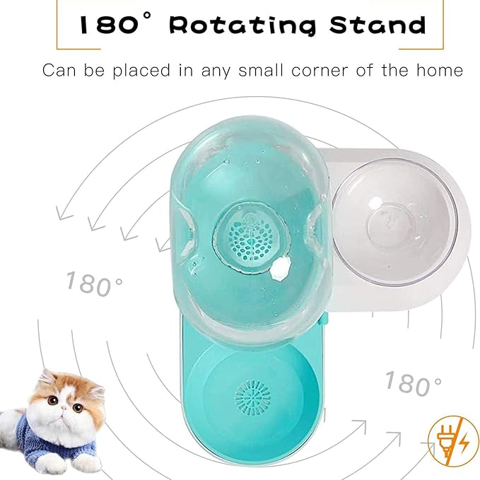 Double Dog Cat Water and Food Bowl Set,Automatic Water Dispenser Feeder Bowls,2.8 L Detachable No-Spill Snail-Shaped Self-Dispensing Gravity Waterer Fountain for Cat Dog Puppy Kitten