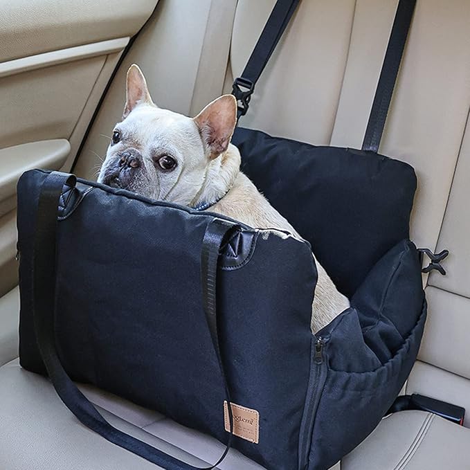 Inflatable Dog Car Seat for Small Dogs,Ultralight Dog Bed for Car Front Seat with Pump,Waterproof Pet Booster Seat for Small Medium Cats Dogs Pets Black U