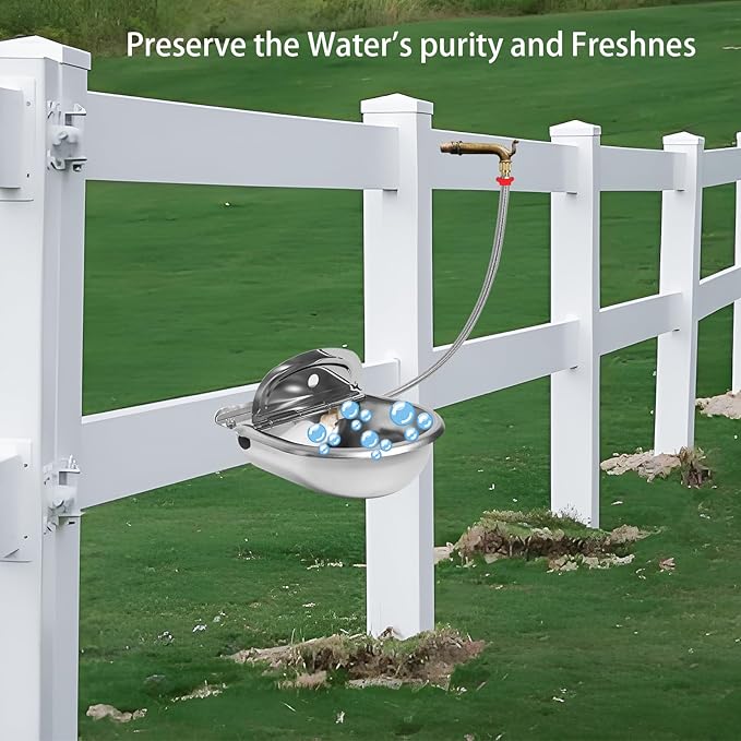 Automatic Dog Water Dispenser, 304 Stainless Steel Water Dispenser with Adjustable Float Valves, Large Capacity Drinking Water Trough for Dogs Cats Pets