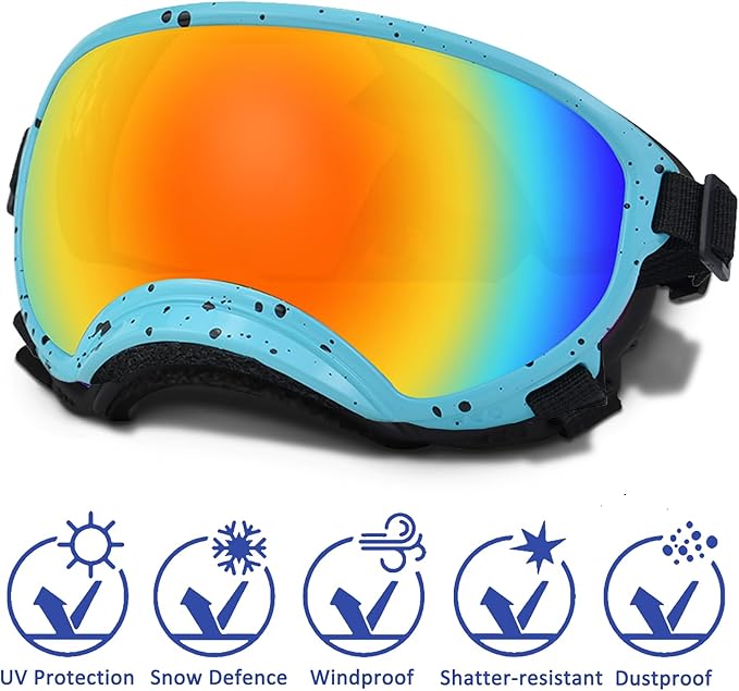 Winproof Large Dog Sunglasses with Adjustable Strap, UV Protection, Soft Goggles for Medium-Large Dogs