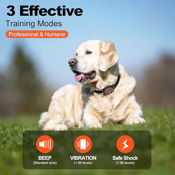 Shock Collar, Rechargeable Electric Dog Training Collar, 1000Ft Remote Range Dog Training Collar with Beep Vibration and Shock, for Small Medium Large Dogs (Red) (1-2) (1&1Orange)