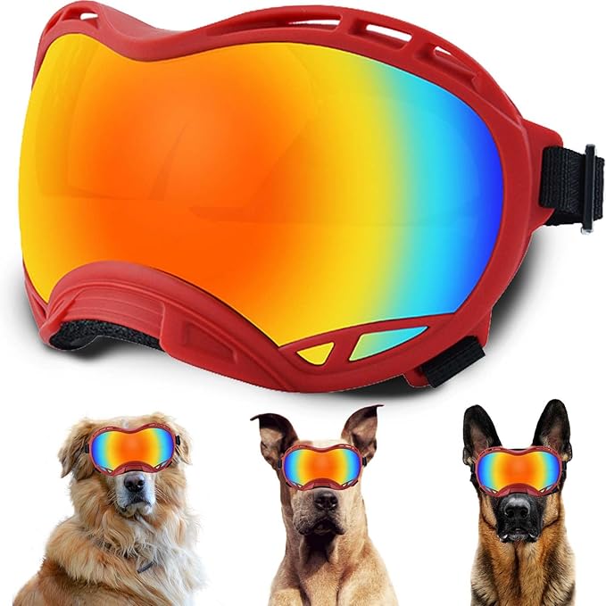 Dog Sunglasses,Doggles Anti-UV Protection,Pet Sunglasses with Adjustable Strap,Suitable for Motorcycle Car Driving Bike Riding Hiking Swimming Wind Dust Fog Dog Eye Protection