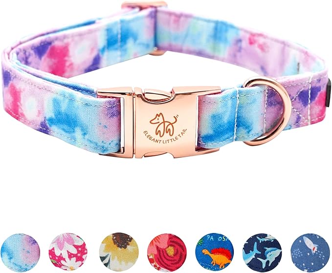Elegant little tail Dog Collar, Colorful Pattern Pet Collar Durable Cute Dog Collars Fashion Male Female Pet Gift Adjustable Dog Collar for X-Large Dogs