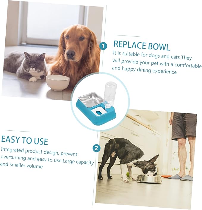 DECHOUS Pet Water Dispenser Non-Skid Base Automatic Dog Bowl Feeder Dual-use Food Water Bowl
