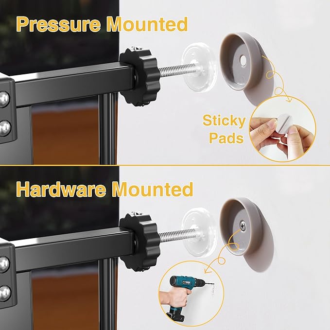 InnoTruth 29.5–49.75" Extra Wide Baby Gate for Stairs, 30" Tall Walk Through Dog Gate for Stairs & Doorways, Pressure-Mounted Safety Gate for Pets & Kids, Dual Lock & 2-Way Swing, Black