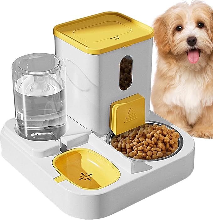 Pet Feeder and Water Dispenser Set – Electric Hydration Fountain with Food Container | Auto Feeding System for Cats Dogs Travel Dorm Home Hotel School Daily Meal Water Routine