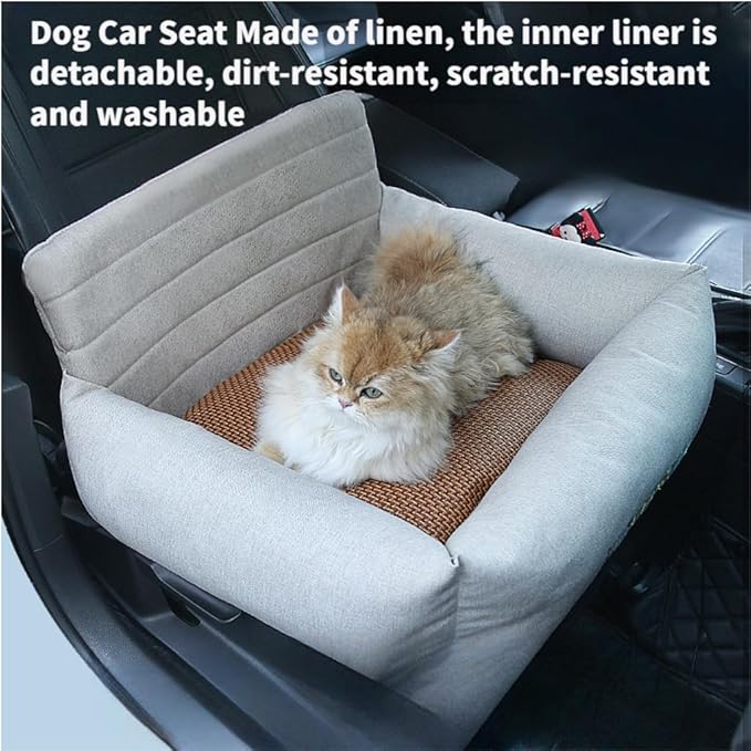 Pet Car Seat for Small and Medium,Booster Seat Sofa,Interior is Detachable for Cleaning,Portable Car Travel Carrier Bed Foldable,Storage Pockets, Safety Leash,Cushion Turned IOver In Autumn And Winter