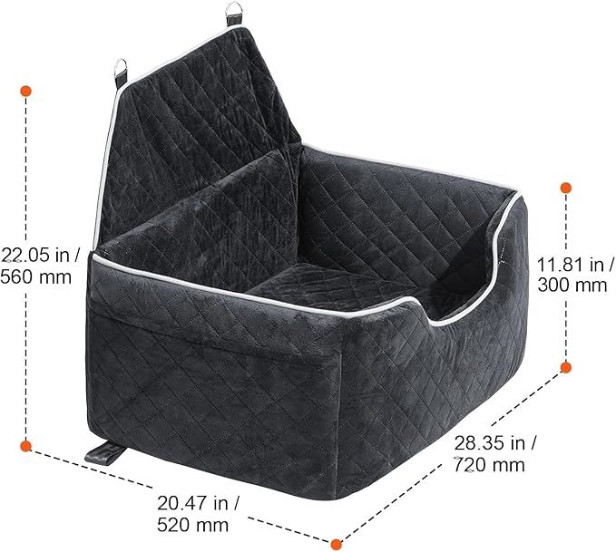 Dog Car Seat for Large Medium Dogs up to 60 lbs or 2 Small Dogs – Elevated Dog Booster Seat for Cars with Memory Foam Cushion, Backseat Pet Car