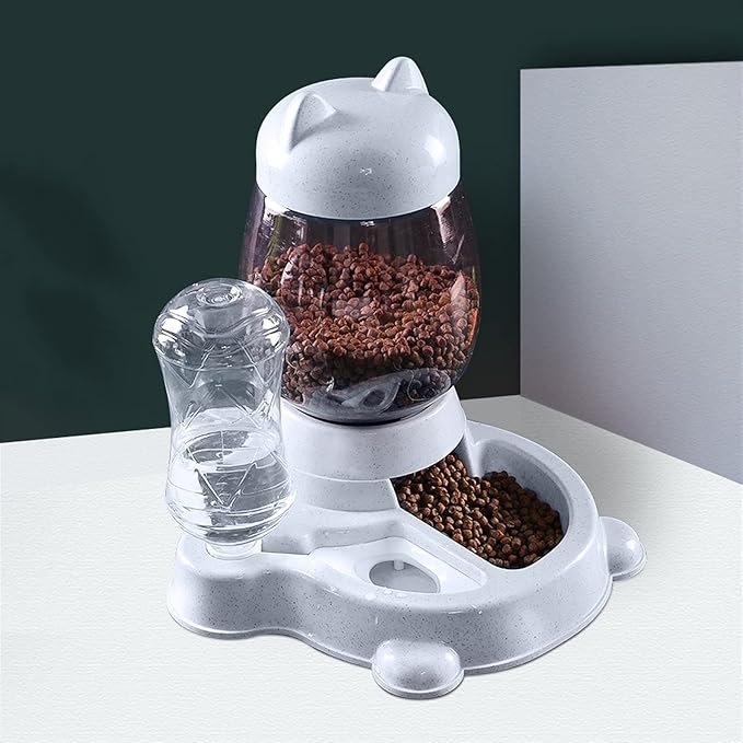 Massage cushion 2.2L Pet Water Dispenser Cat Automatic Feeder Plastic Dog Water Bottle Food Water Pet Feeding Bowl Drinking Feeder Device (Color : Grey1) (Grey)