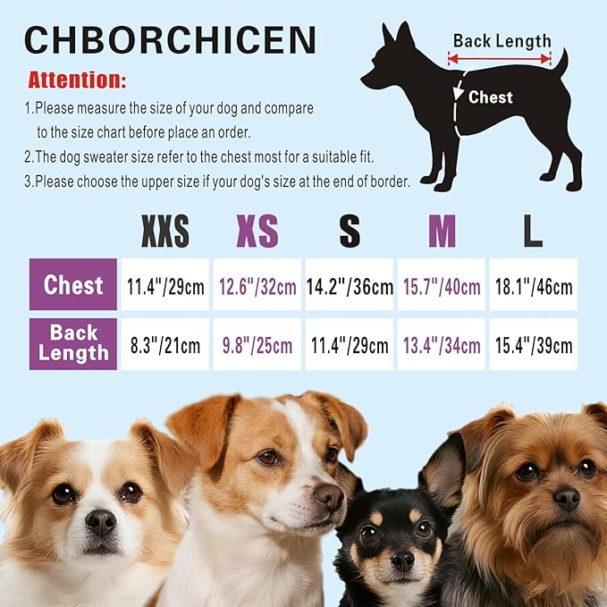CHBORCHICEN Pet Dog Sweaters Classic Knitwear Turtleneck Winter Warm Puppy Clothing Cute Strawberry and Heart Doggie Sweater (XS, Dress-Red1)