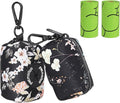 Petmolico Dog Poop Bag Holder Leash Attachment, Waste Bag Dispenser Zippered Pouch - 2 Pack, Fits Any Leash, Includes Free Roll of Bags, Yellow White Blooming