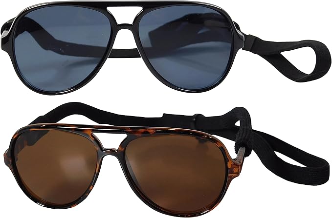 G010 Dog Pet Costume Prop Aviator Sunglasses Medium Breeds 20-40 lbs (2-Pack Black+ Tortoise Brown)