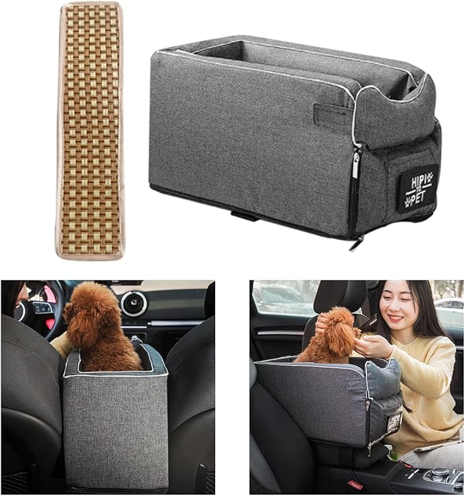 Pet Car Booster Seat Portable Breathable Travel Carrier Stable Puppy Dog Car Seat Summer Cooling Mat (Grey)