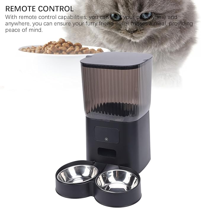 Automatic Cat Feeders,Timed Cat Dry Food Dispenser Cat Feeder Automatic Automatic Dog Feeder Stainless Steel Bowl Cat Feeder Automatic with Timer and Voice Recorder for Cats and