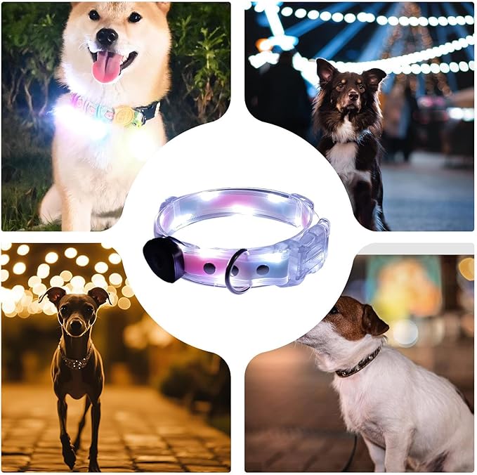 Light Up LED Dog Collar - Rechargeable Pet Necklace Accessory, Adjustable Luminous Collar,PVC Rubber Coated LED Dog Collarr Specification | Lighted Outdoor Protectionfor Small,Medium and Large Breeds