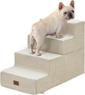 Joydeco Large Dog Stairs for High Beds - Extra Wide Pet Steps for Large Dogs to Get on Tall Bed, 4-Step Cat Ramp for Couch, 20" H Beige