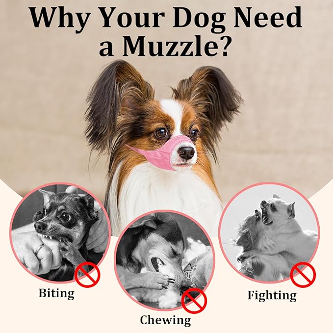 Mayerzon Short Snout Dog Muzzle, Small Muzzle for Chihuahua Shih Tzu American Bully Boxer Puppy, Soft Fabric Mouth Cover for Grooming Vet Visits, Prevent Biting Chewing Fighting