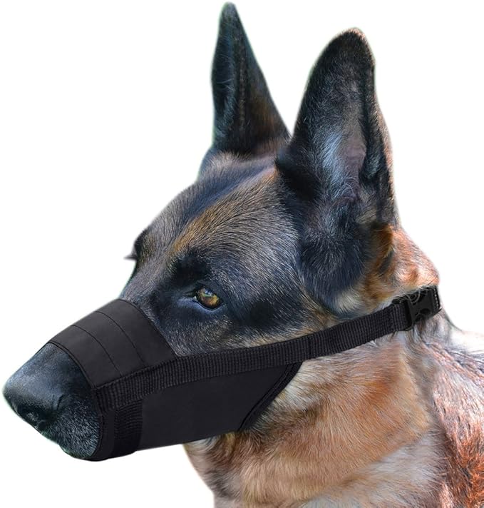 CollarDirect Nylon Dog Muzzle - Adjustable Soft Breathable Nylon Dog Mouth Guard Cover for Small, Medium and Large Dogs, Anti Chewing, Barking & Biting (M/L, 2 Black)